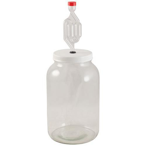 Widemouth Glass Jar Fermenter Kit | 1 Gallon | Plastic Lid | Airlock