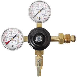 Taprite Dual Gauge Nitrogen Regulator - Argon - Beer Gas Mix - 0-50 PSI Working Pressure - CGA580 Inlet - One Way Shutoff Valve - 5/16" Barb Outlet