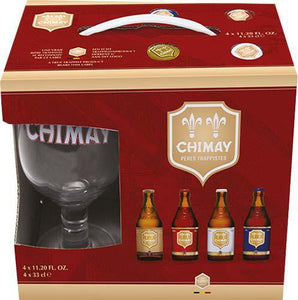 Chimay Quadrilogy gift pack - 4 11.2 oz bottles and a branded glass