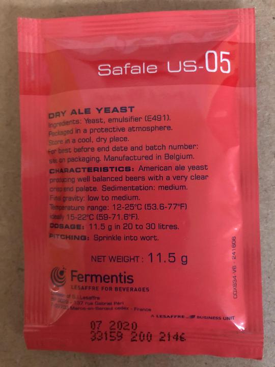 Safale US-05 Dry Yeast (Saf05) American Ale