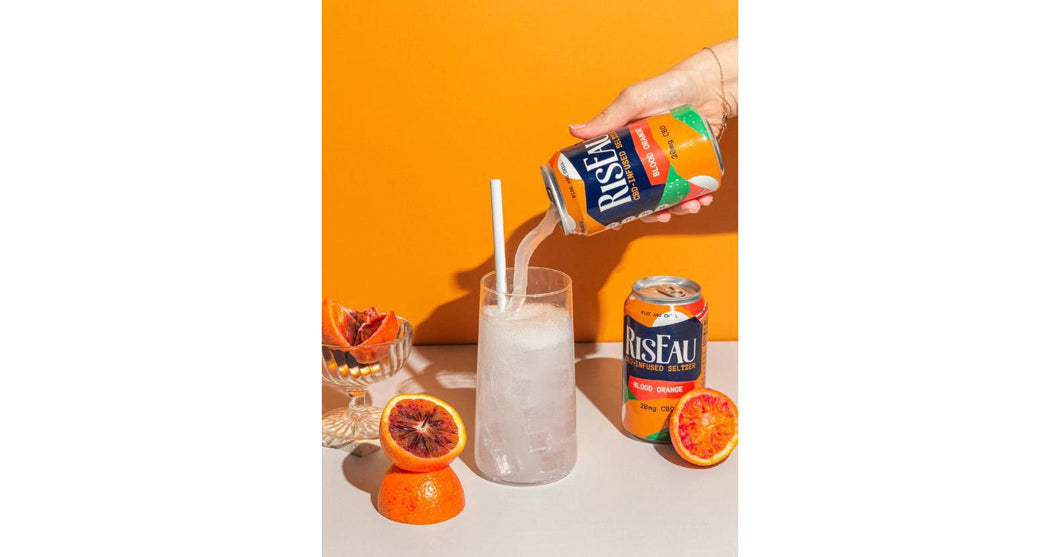 Blood Orange CBD Infused Seltzer - RisEau - 12 oz can